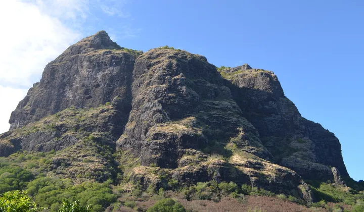Le Morne mountain and lagoon in Mauritius