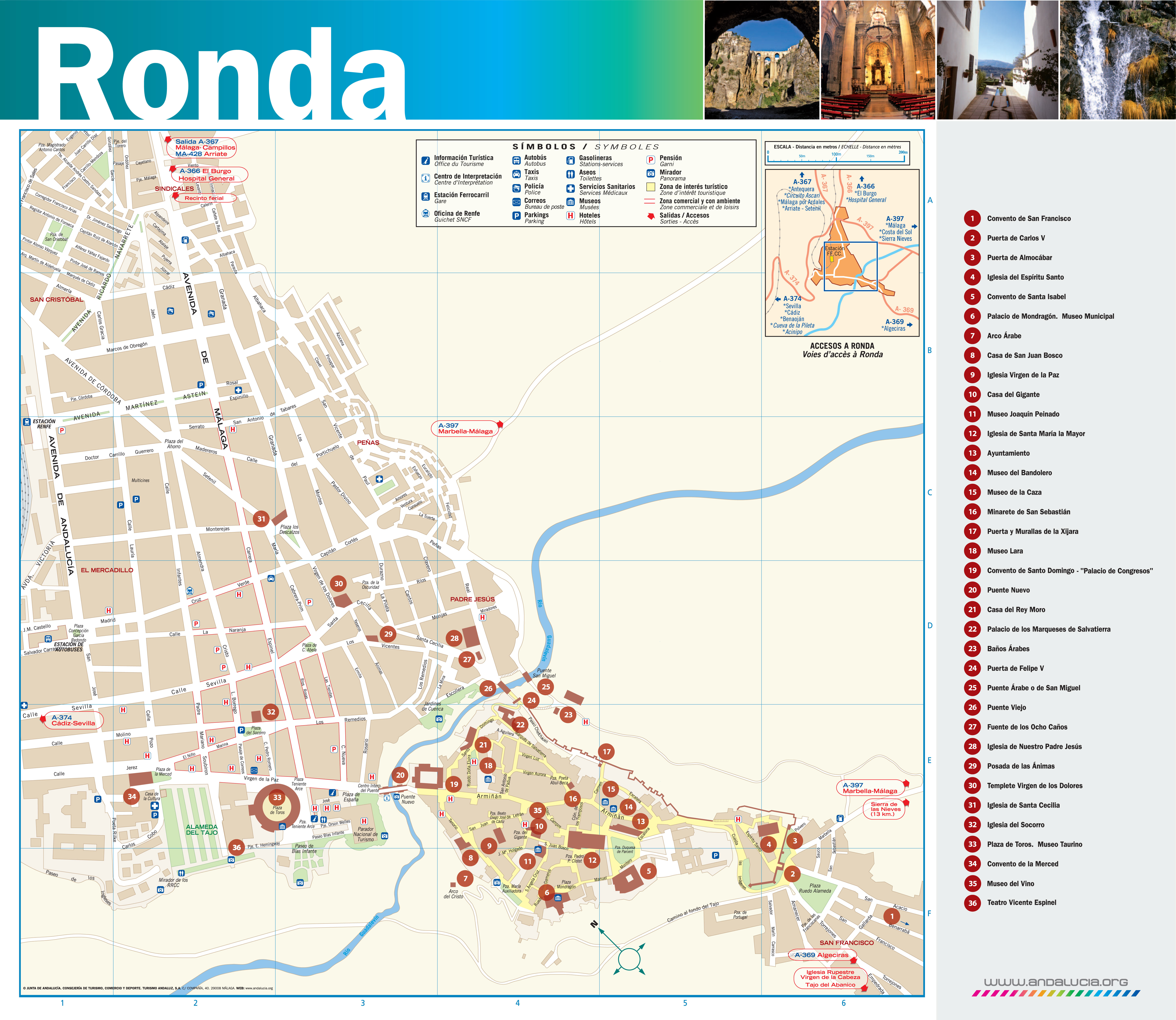 Tourist map of Ronda - 1 day itinerary