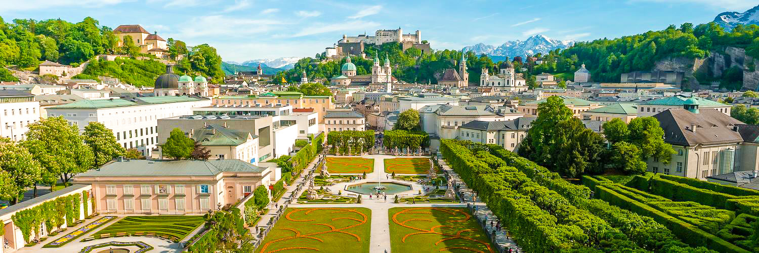 View from Mirabell Castle Gardens - a week in Austria itinerary