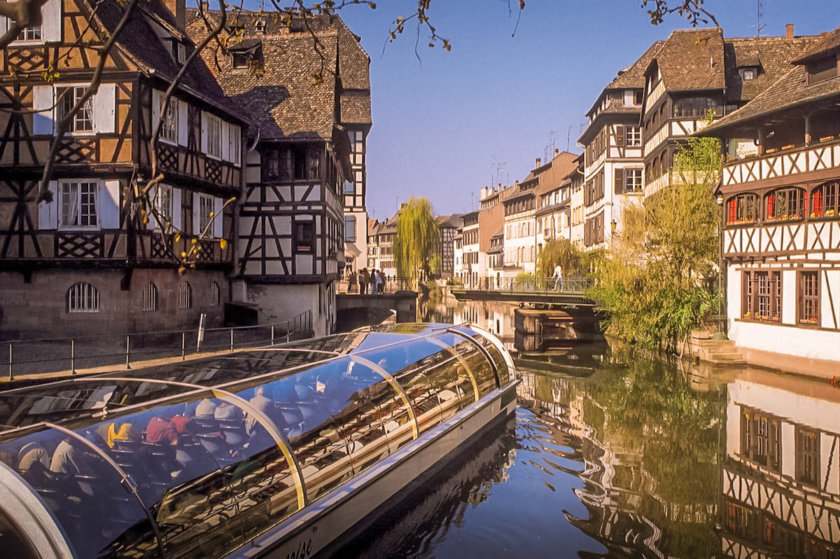 Boating on the canals in Strasbourg