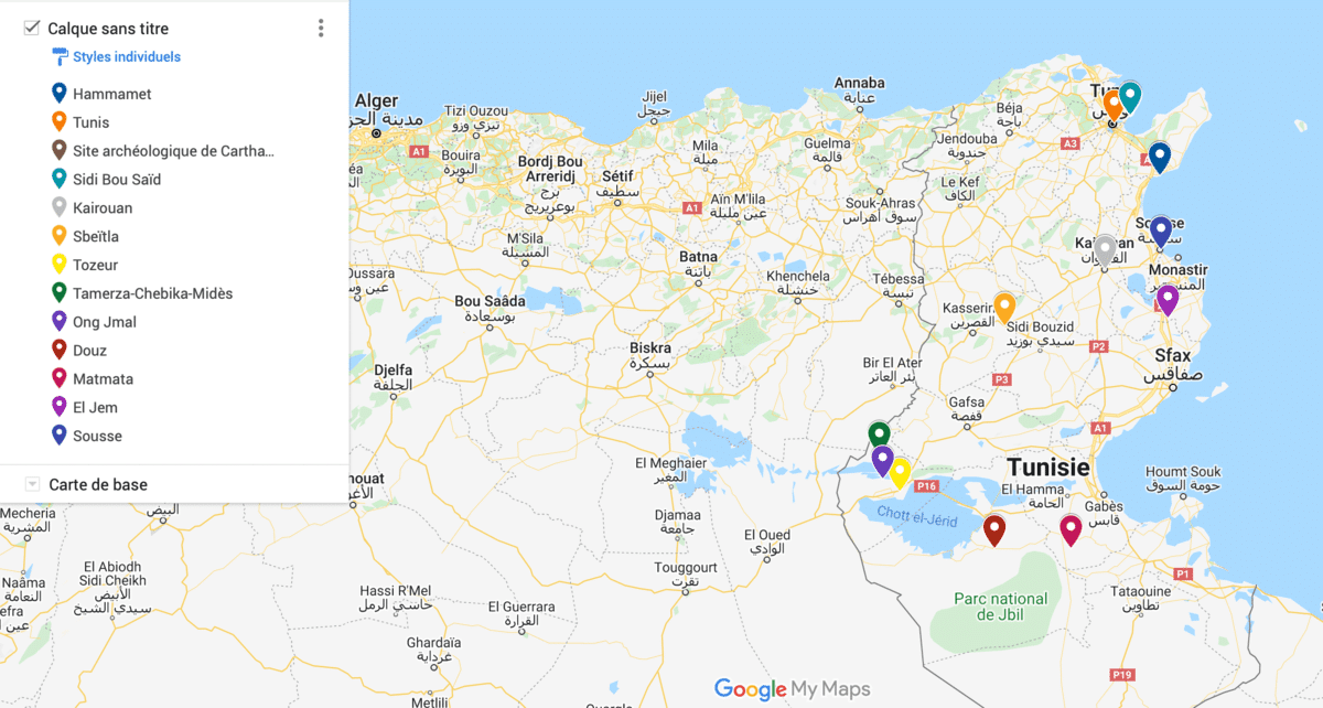 tunisia itinerary map - top things to do