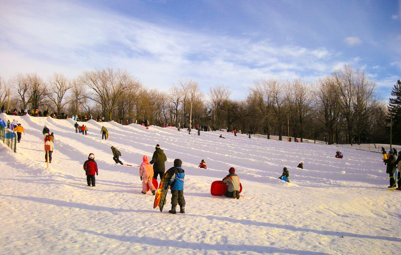 Tobogganing at Mont Royal Park - best things to do in Montreal - 3 day itinerary