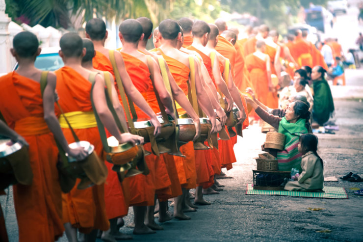 Monks giving alms in Luang Prabang