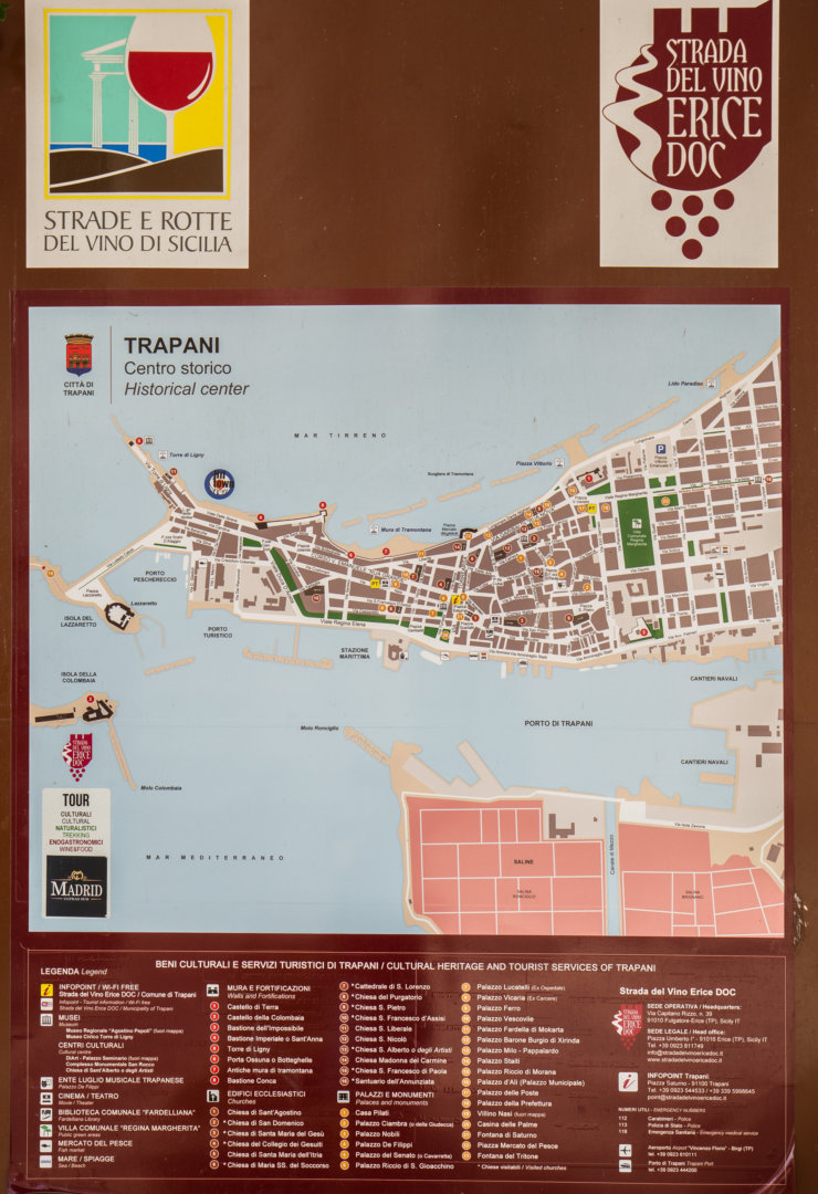 Map of the historic center of Trapani
